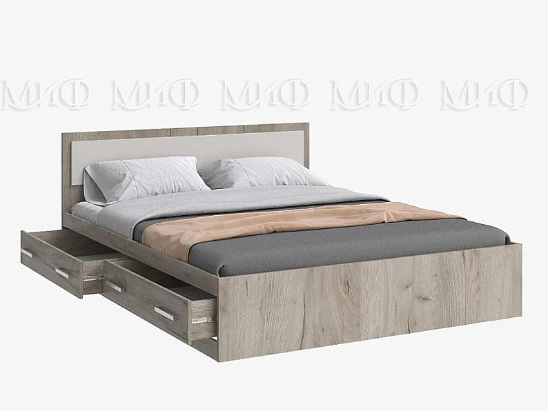 Кровать 1600 с ящиками Фиеста NEW Кашемир, Крафт серый — фото 2