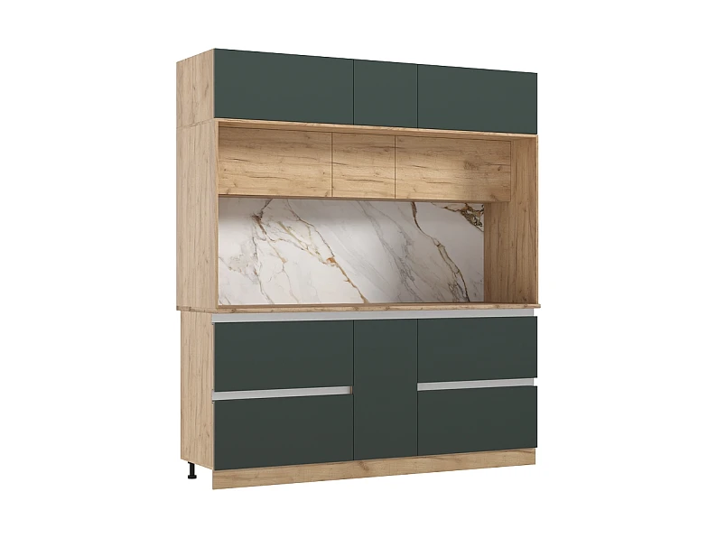 Центральная секция 200x226,8 см для кухни Карина Изумрудный, Дуб крафт — фото