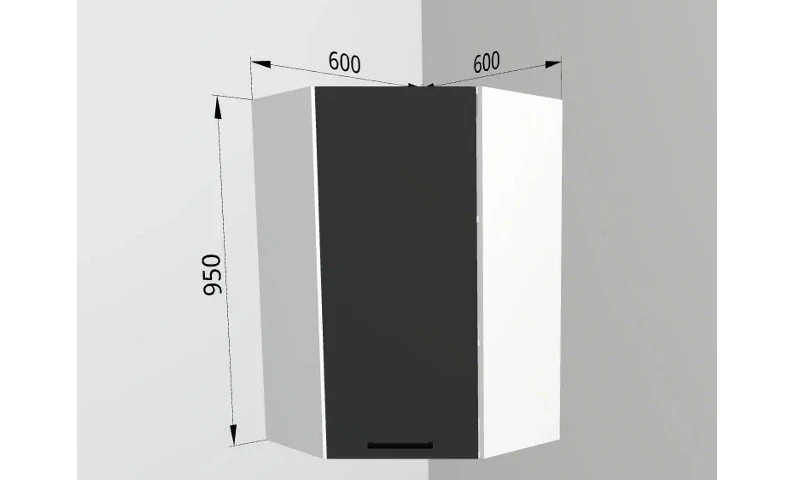 Верхний угловой шкаф 60x95 см гл. 60 см для кухни Изумруд — фото