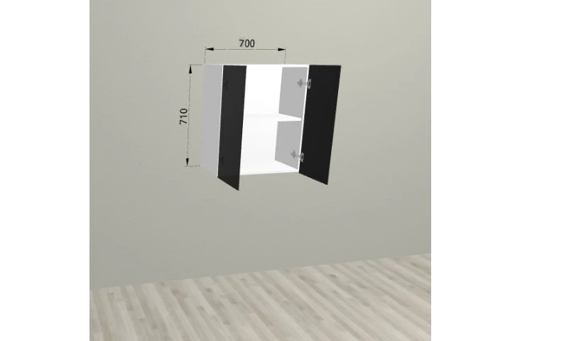 Верхний шкаф 70x71 см со стеклянным фасадом для кухни Изумруд — фото