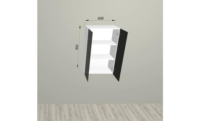 Верхний шкаф 60x95 см со стеклянным фасадом с 2 фасадами для кухни Изумруд — фото