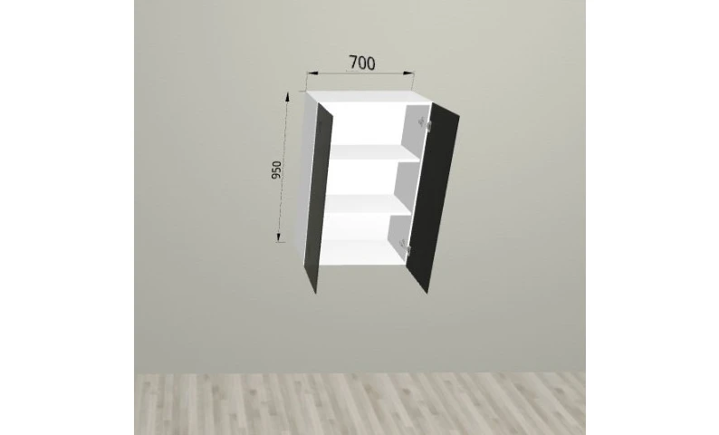 Верхний шкаф 70x95 см со стеклянным фасадом с 2 фасадами для кухни Изумруд — фото