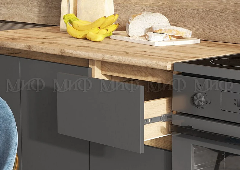 Кухонный гарнитур Челси 2000 мм Графит/Дуб Крафт — фото 2